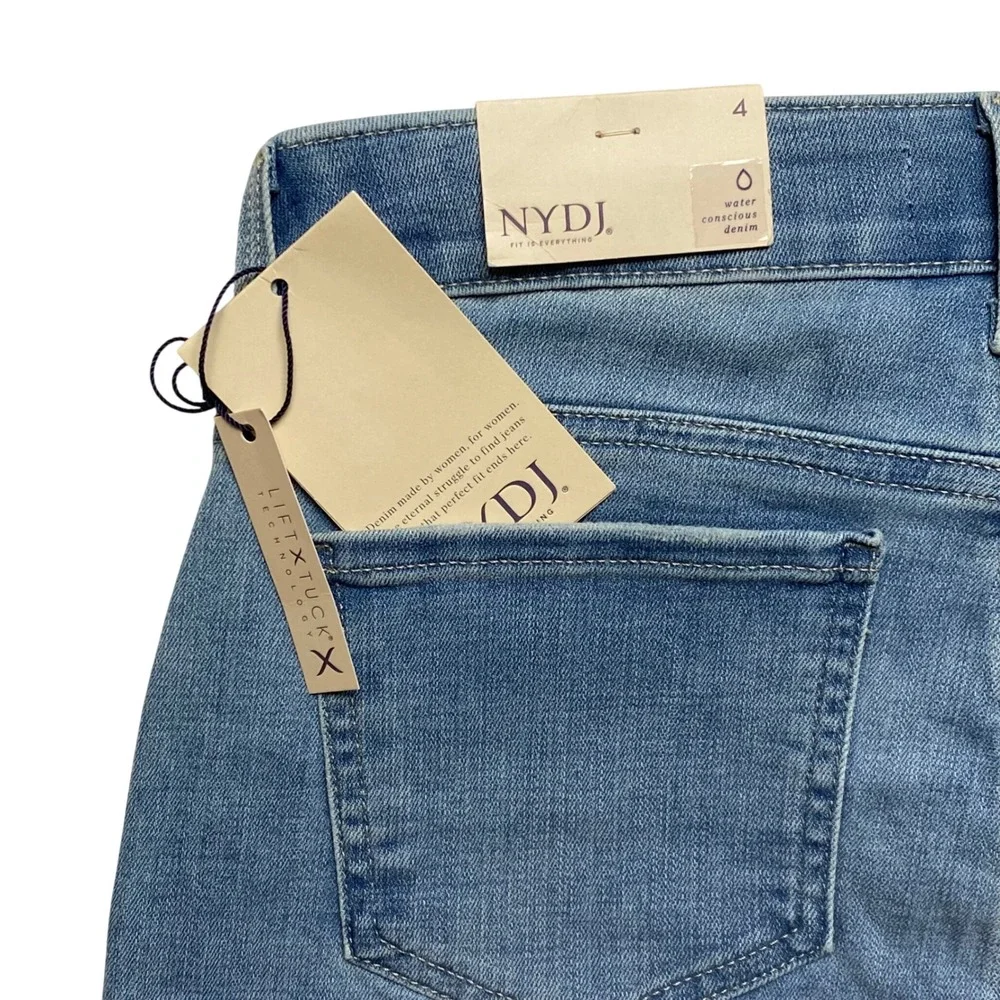 NYDJ‎ Briella Roll Cuff Denim Shorts Medium Blue Bermuda Size 4 NWT